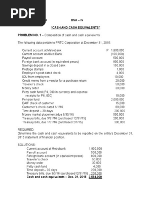 Audit Prob - Cash and Cash Equivalents