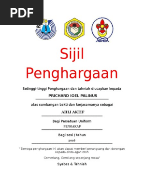 Sijil Penghargaan Murid Tahun 6 2016 Pdf