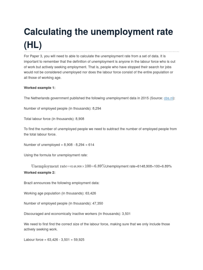 Calculating The Unemployment Rate PDF
