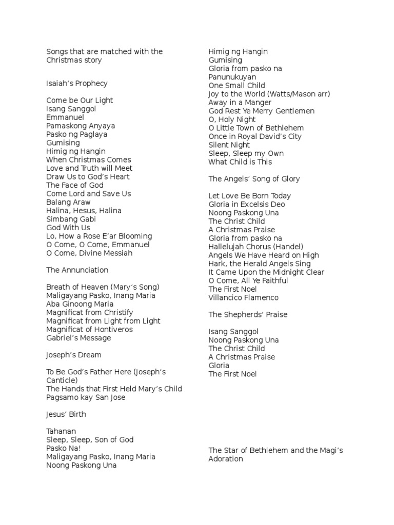 Christmas Story Songs PDF Nativity Of Jesus We Three Kings