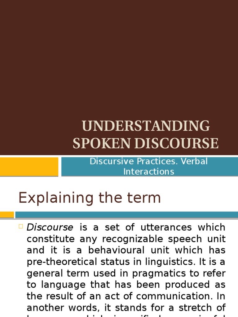 Understanding Spoken Discourse - D.tuscanu | PDF | Noun | Clause