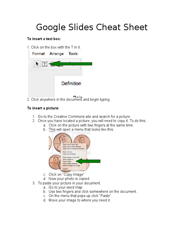 Google Slides Cheat Sheet Pdf