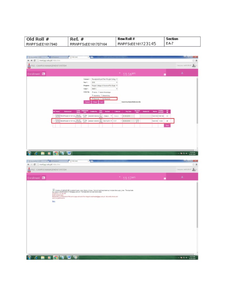 Roll Number Changes and References | PDF | Technology & Engineering