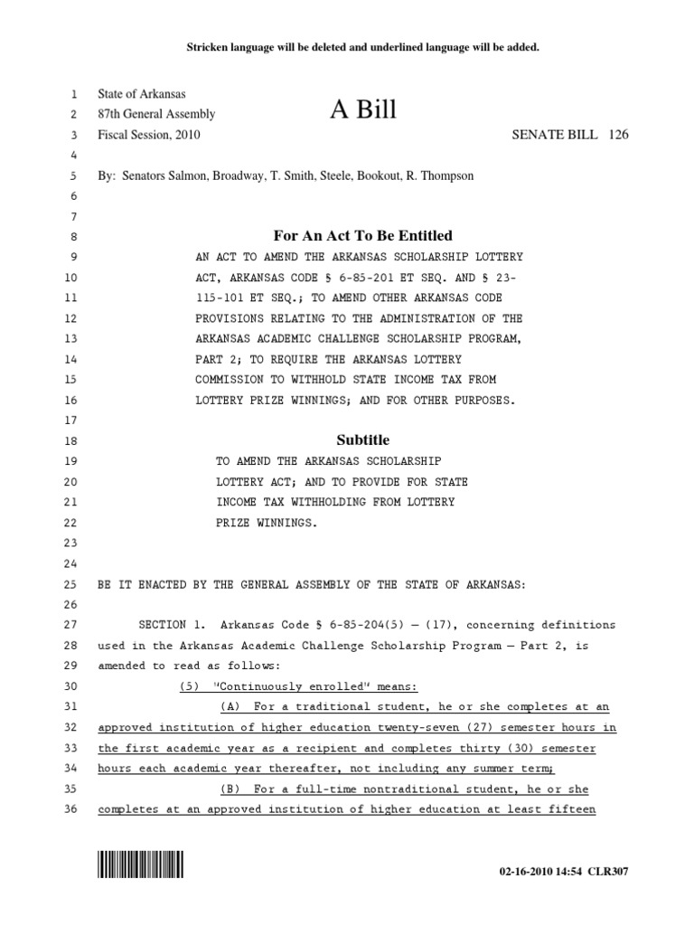 Arkansas Bill SB126 | PDF | Student Financial Aid In The United States ...