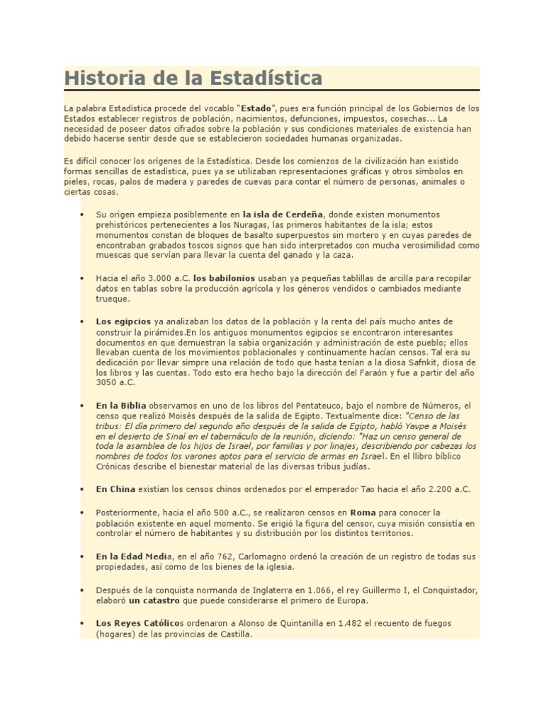 Historia De La Estadistica Inferencia Estadisticas