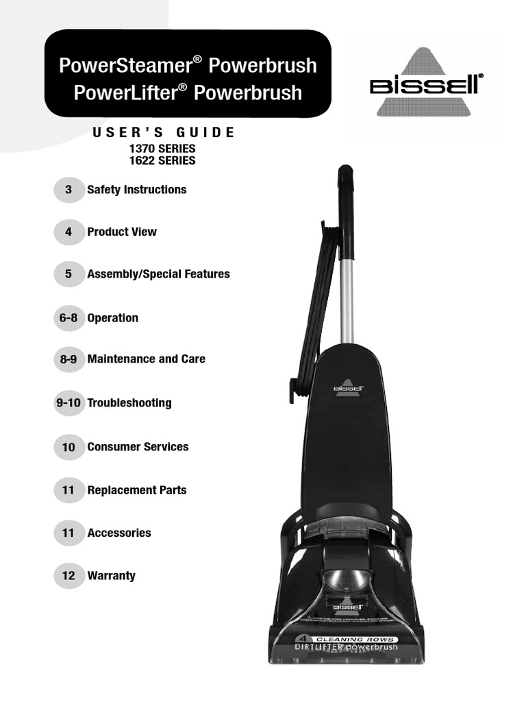 bissell powerlifter powerbrush upright carpet cleaner and shampooer 1622 manual