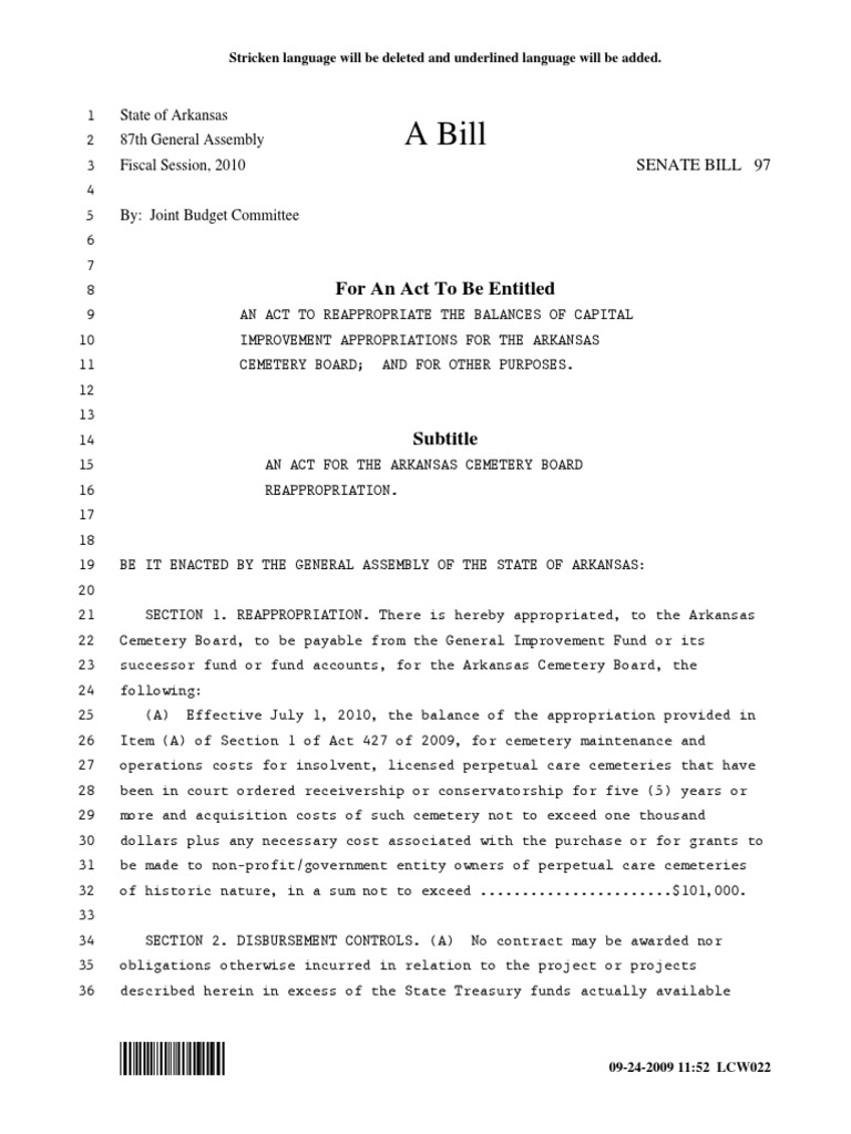 Arkansas Bill SB97 | PDF