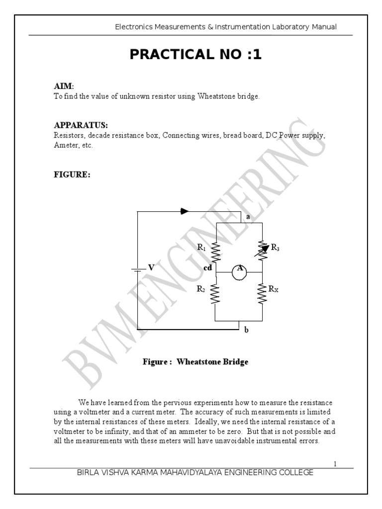 Measure Resistance Using Wheatstone Bridge | PDF | Resistor ...