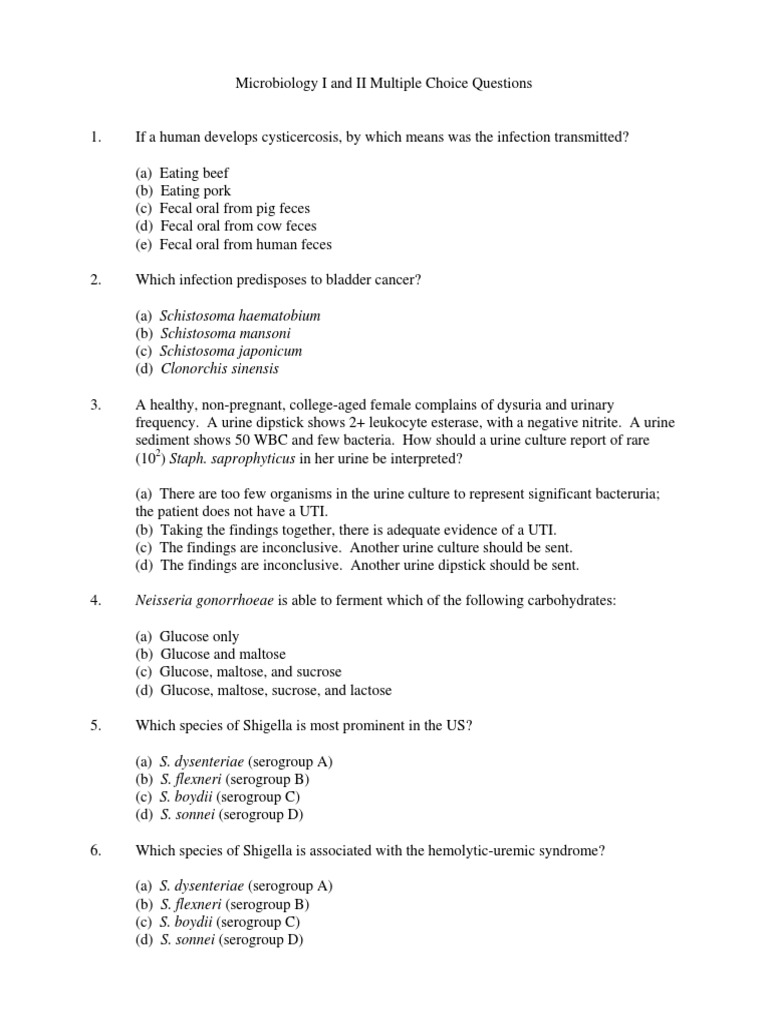 Microbiology Questions PDF | PDF