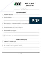 Business Plan Fill in Form