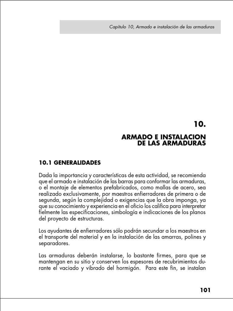 Capitulo 10 - Armado e instalacion de las armaduras | Acero | Herramientas