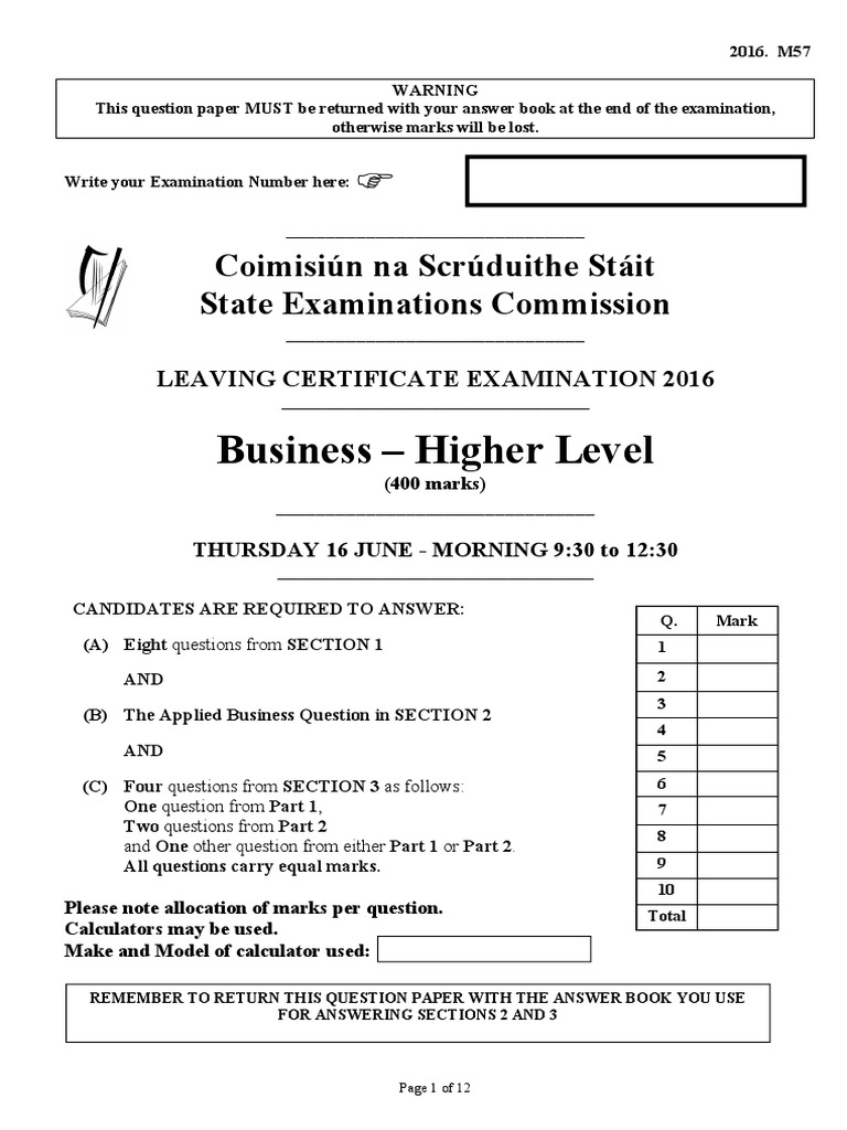 2016 Leaving Cert Exam Paper Insurance Marketing Strategy