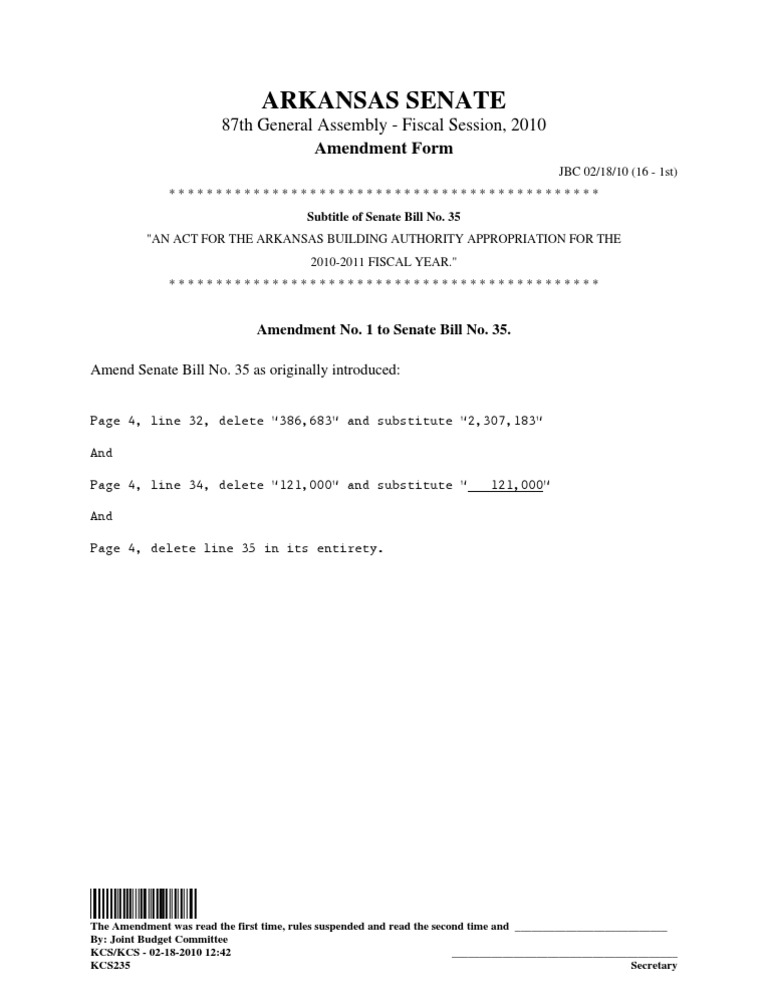 Arkansas Amendment SS To Bill SB35 | PDF