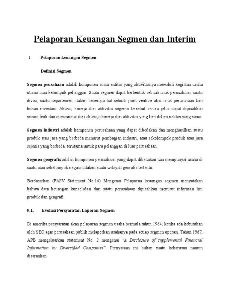 Pelaporan Keuangan Segmen Dan Interim