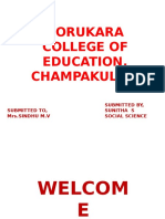 Porukara College of Education, Champakulam: Submitted By, Sunitha S Social Science Submitted To, Mrs - Sindhu M.V