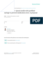 Letter To Editor: Spinal Needle With Prefilled Syringe To Prevent Medication Error: A Proposal