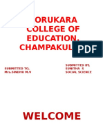 Porukara College of Education, Champakulam: Submitted By, Sunitha S Social Science Submitted To, Mrs - Sindhu M.V