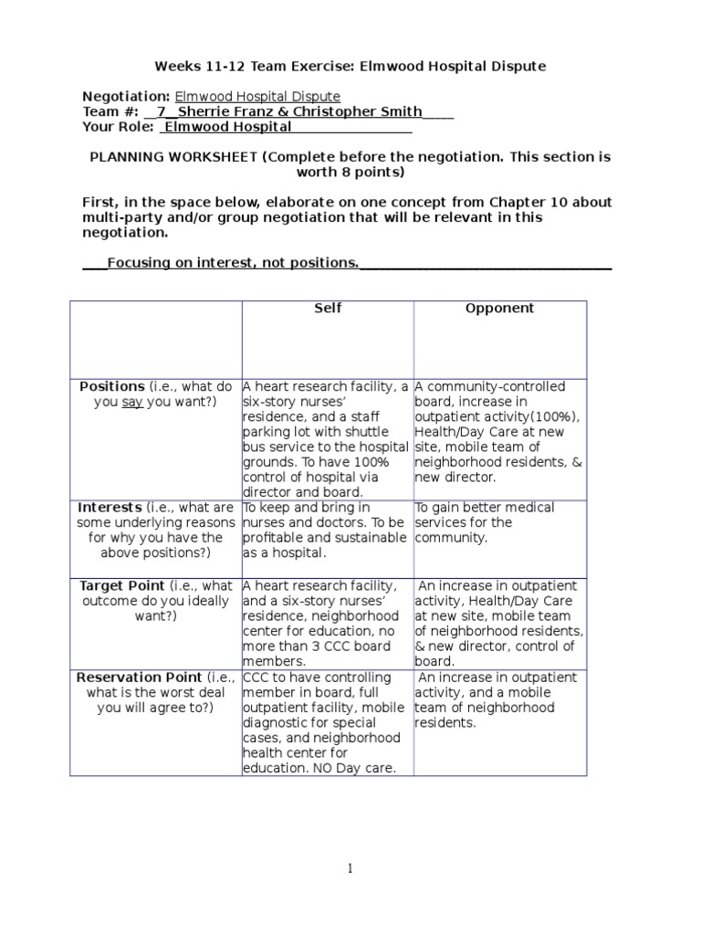 Worksheets Negotiation Worksheet weeks 11 pair ab negotiation patient