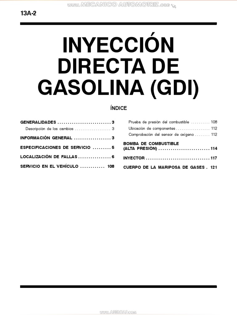Manual Inyeccion Directa Gasolina Gdi Mitsubishi Localizacion Fallas