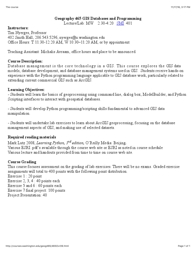GIS Databases and Python Programming Course | PDF