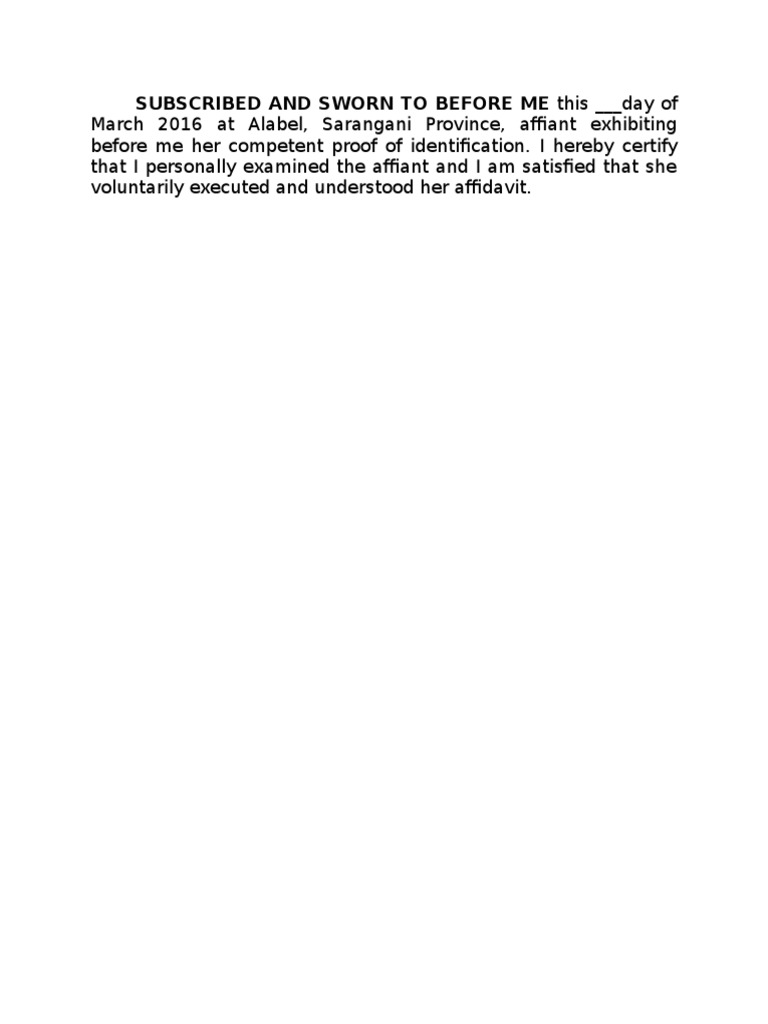 Subscribed and Sworn To Before Me This - Day of | PDF
