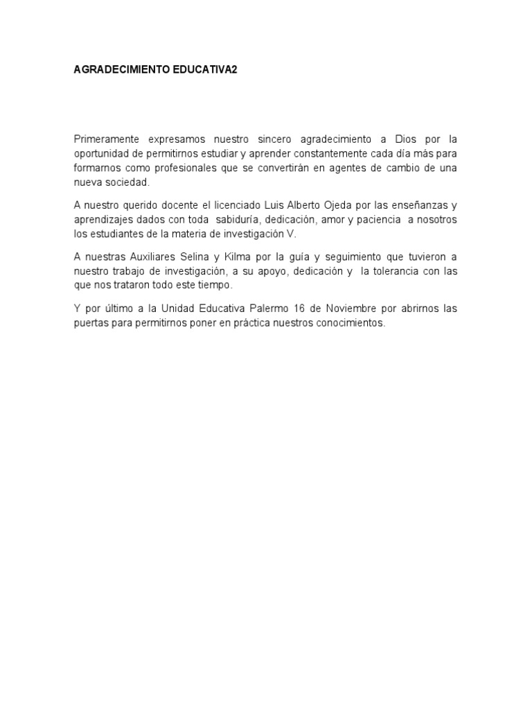 Agradecimiento Educativa2 | PDF | Salud y bienestar | Religión y ...