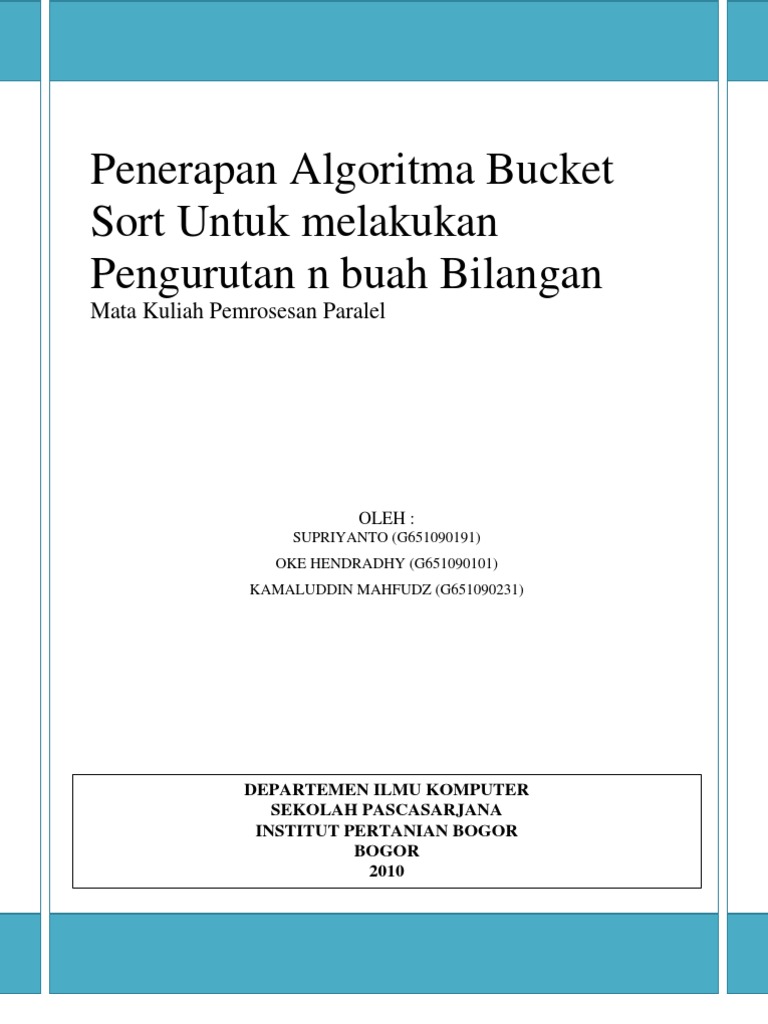 Penerapan Algoritma Bucket Sort | PDF | Metode & Bahan Ajar | Komputer