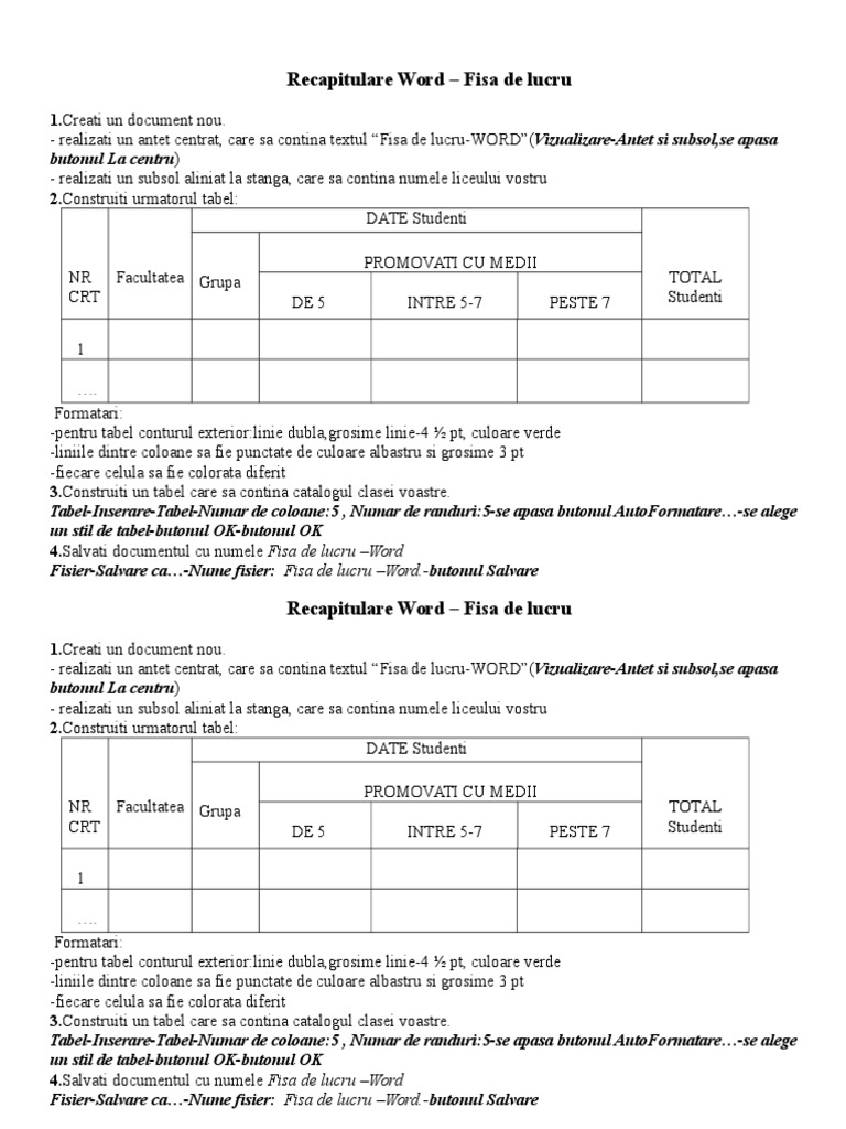 Fisa WORD - 2 | PDF