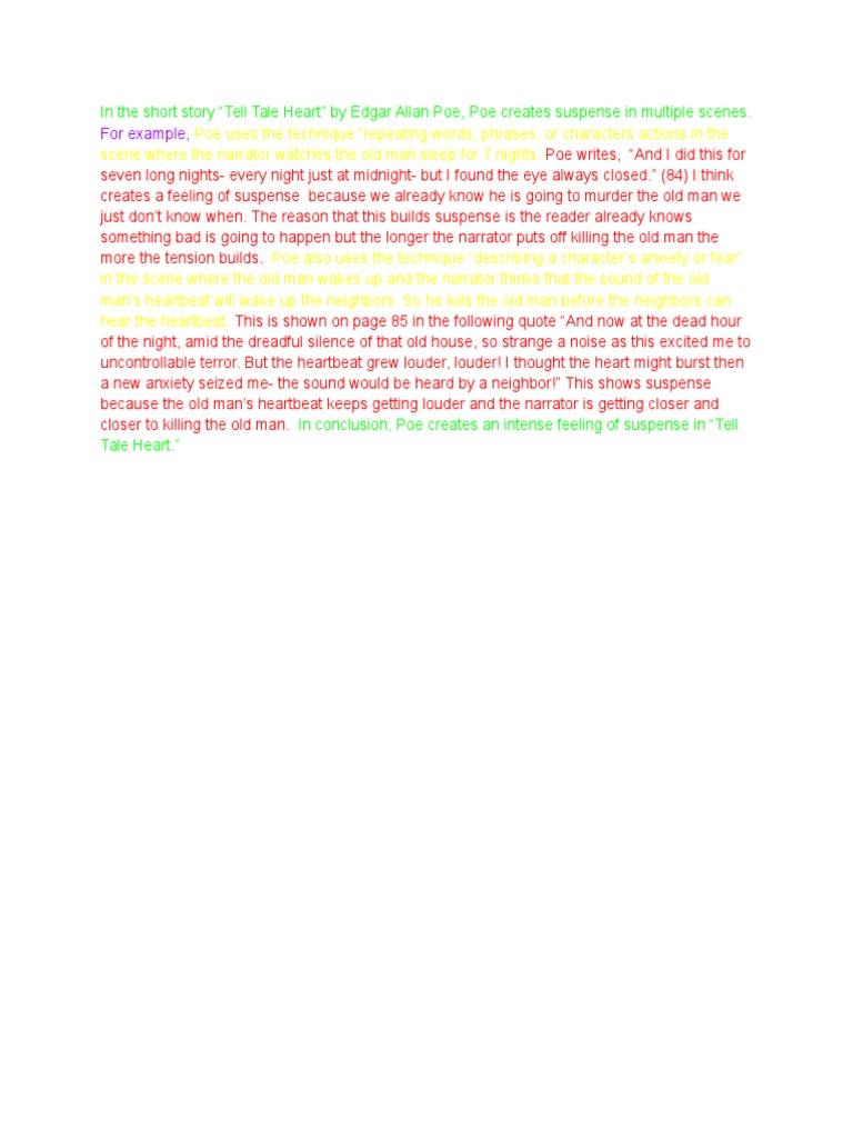 Creating Suspense in "Tell Tale Heart" | PDF | Poetry