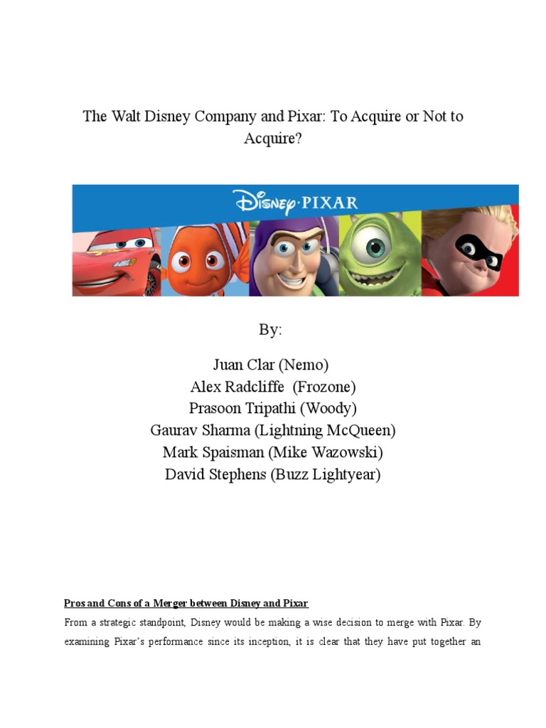 Disney Pixar Case Report | PDF | Pixar | The Walt Disney Company