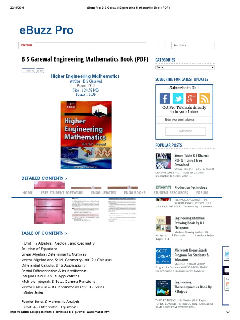 EBuzz Pro - B S Garewal Engineering Mathematics Book PDF | PDF ...