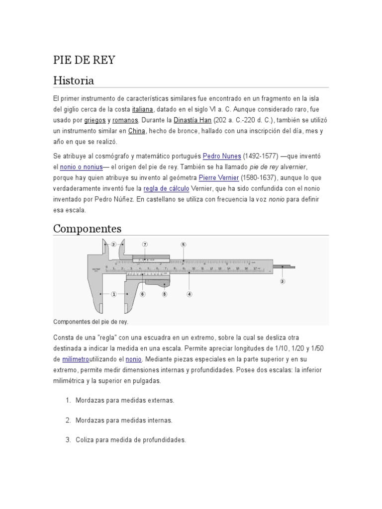 PIE DE REY Herramientas Ingeniería