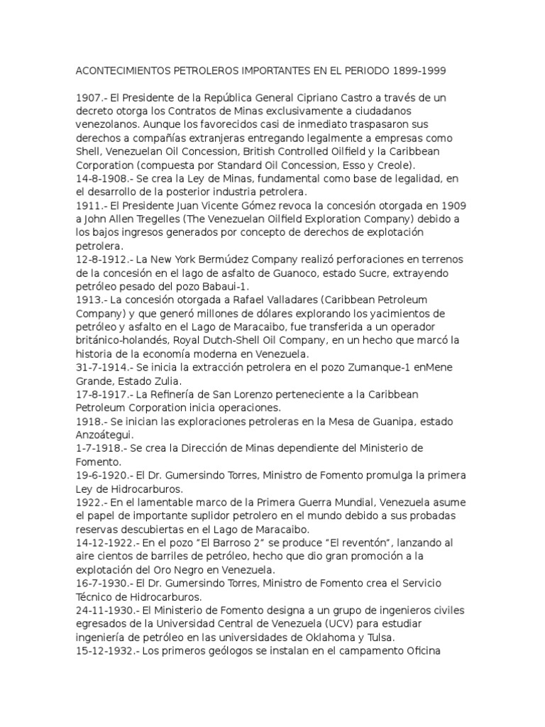 Linea de Tiempo Petroleo (Informacion) | PDF | Industria petrolera ...