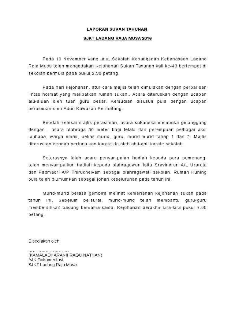 Laporan Sukan Tahunan Pdf
