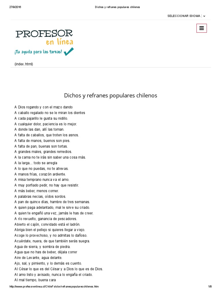 Dichos Y Refranes Populares Chilenos Pdf