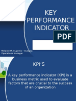 KEY Performance Indicator: Melanie M. Eugenio - Dungca Operations Manager