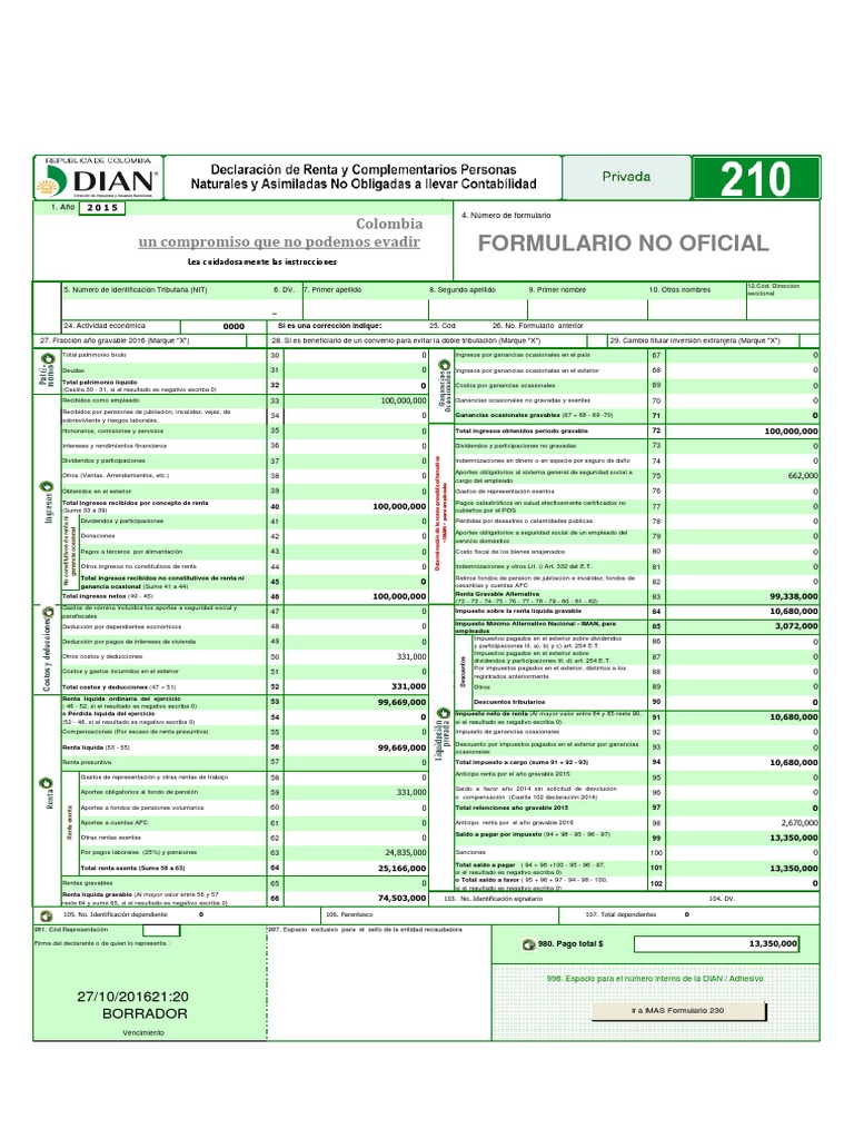Ejercicio Formulario 210 | Descargar gratis PDF | Pensión | Impuestos