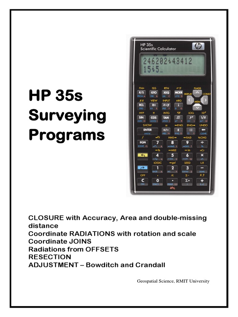 HP35s Surveying Programs PDF Surveying Sine