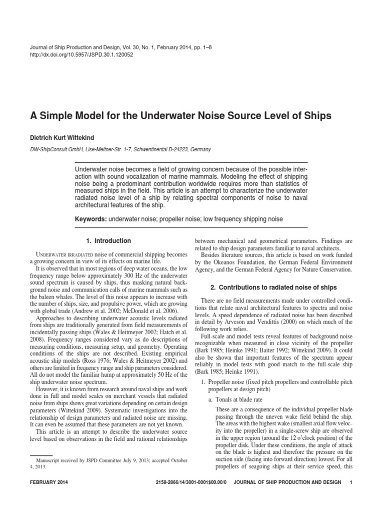 Underwater Noise Modeling for Ships | PDF | Propeller | Engines