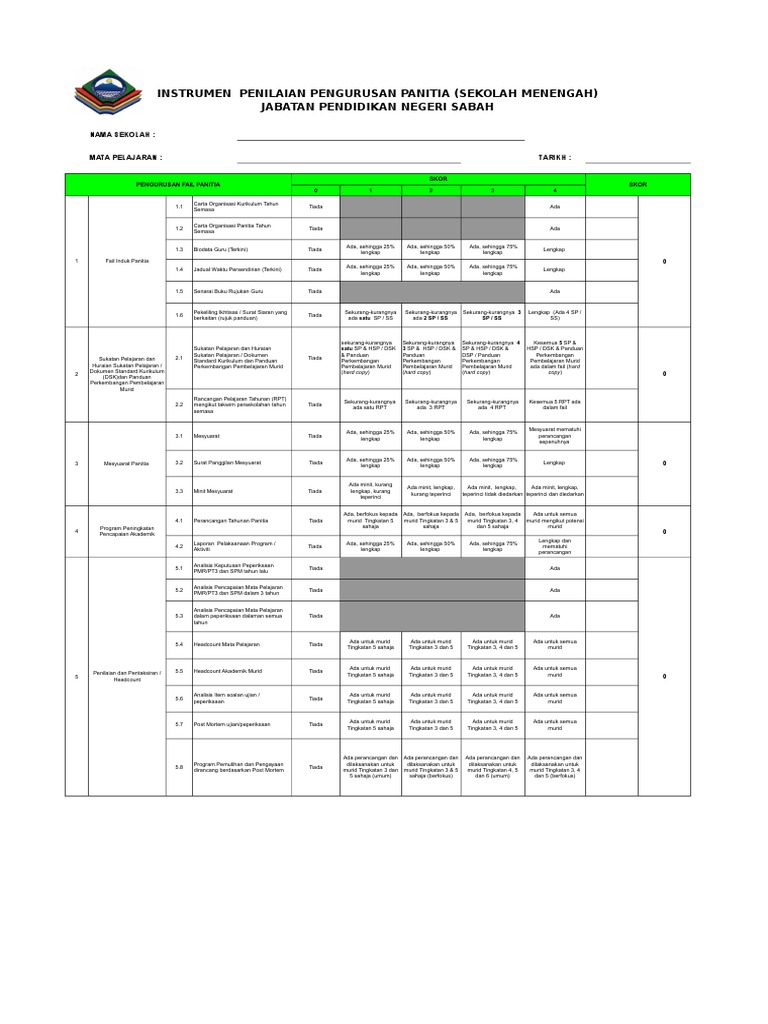 Contoh Cop Ketua Panitia Sekolah | PDF