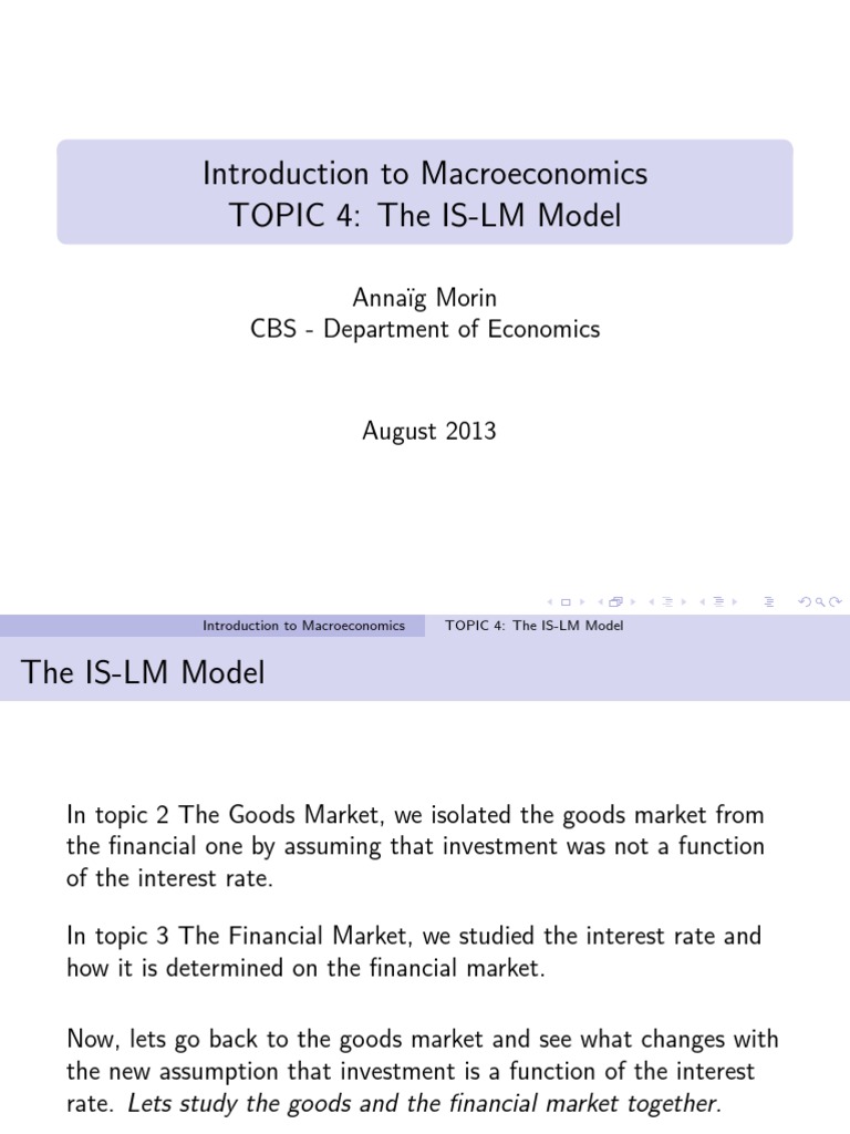 Introduction To Macroeconomics Is Lm Model Pdf Economic