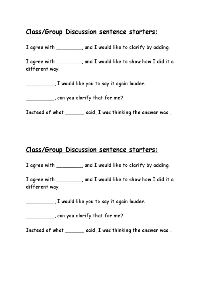 Discussion Starters for Students | PDF | Language Arts & Discipline