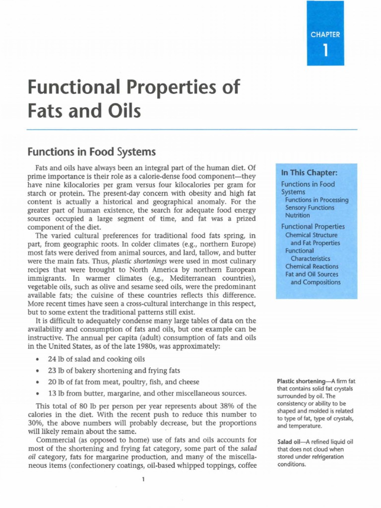 Functional Properties of Oils Fats Fatty Acid Fat