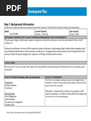 Career Development Plan Sample 1