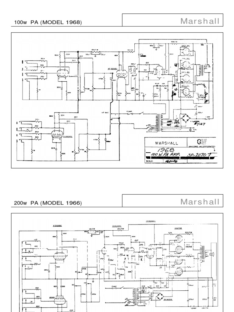 Marshall 200w Pa Amp Model 1966 Schematic | PDF
