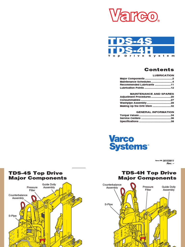Varco TDS4S Pocket Guide PDF Valve Motor Oil