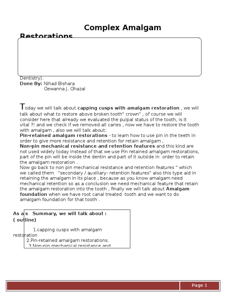 Docslide Us Capping Cusps With Amalgamlast Edidocx PDF