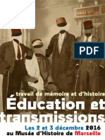 Éducation Et Transmissions. Travail de Mémoire Et D'histoire - 2&3 Décembre 2016 À Marseille