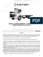 Manual Camion Bj1133vjpgg 1 Foton Operacion Mantenimiento Instrumentos Conduccion Mantenimiento