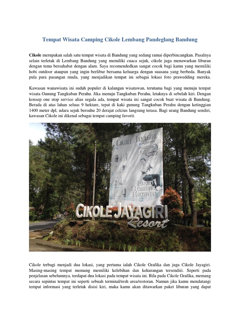 Tempat Wisata Camping Cikole Lembang Pandeglang Bandung